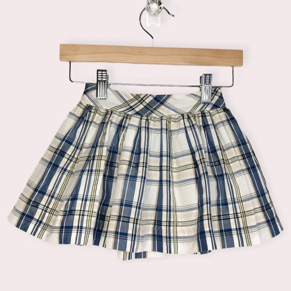 Janie and Jack skirt ivory & blue plaid silk blend size 6-12 months - Picture 1 of 9